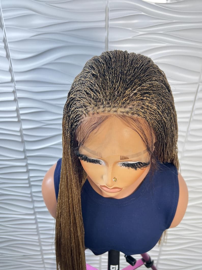 Ready to ship Braided Wig, Blonde Micro Twist, Micro Braids, Full lace braided wig, Million braids, Nano twist, Wigs For Black Women.