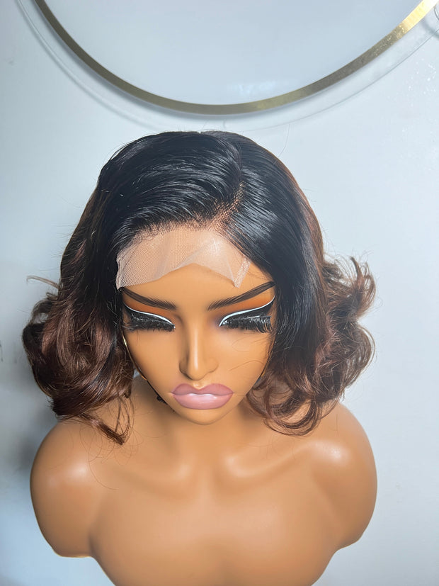 Violet Unit: Human Hair wig: Layered Wig: Short wigs: Human Ombre Hair: Brown wig: Lace front Wig. ZionBellaLuxe