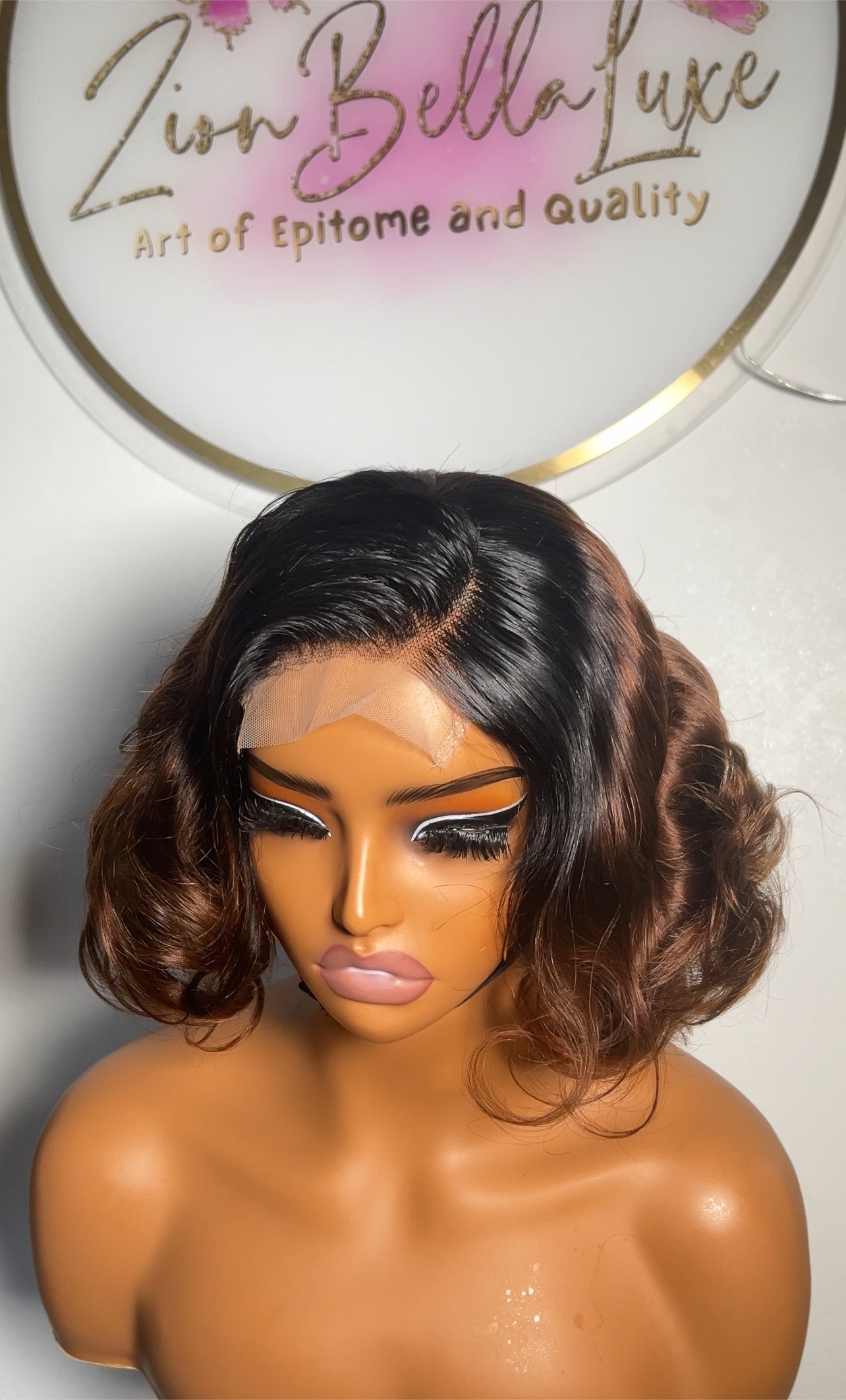 Violet Unit Human Hair wig: Layered Wig: Short wigs: Human Ombre Hair: Brown wig: Lace front Wig.