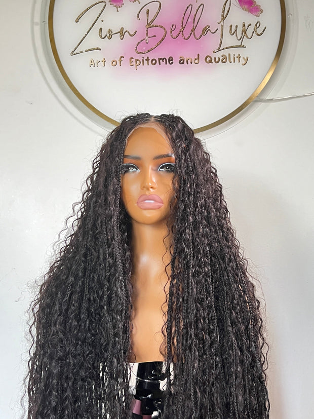 Shannel Unit: Boho Braided wig: Full Lace Wig: Human Hair Wig: Lace front Wig: Wigs For Black Women. ZionBellaLuxe