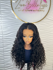 Sasha Unit: Deep waves Virgin Human Hair Wig:5x5 HD Lace Front: Loose Waves: 24 Inch Glueless Wig For Natural Hairline: Pre-plucked Curly Wig. ZionBellaLuxe
