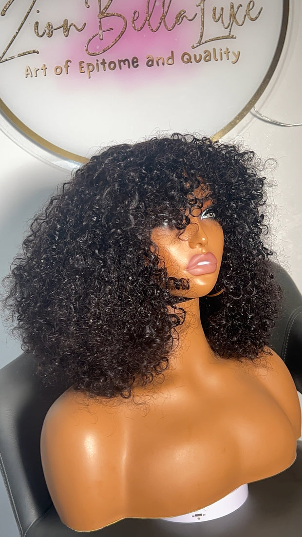 June Unit: Wigs With Bangs: Luxury Wigs: Human Hair Wig: Black Wig: Short Wigs: Glueless Wig: Fringe Wig. ZionBellaLuxe