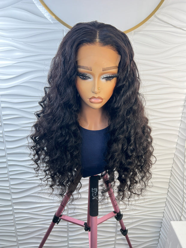Sasha Unit: Deep waves Virgin Human Hair Wig:5x5 HD Lace Front: Loose Waves: 24 Inch Glueless Wig For Natural Hairline: Pre-plucked Curly Wig. ZionBellaLuxe
