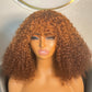 Maya Unit: Wigs With Bangs: Human Hair Wigs With Bangs: Fringe wigs: Honey Blonde Wig: Curly Hair.