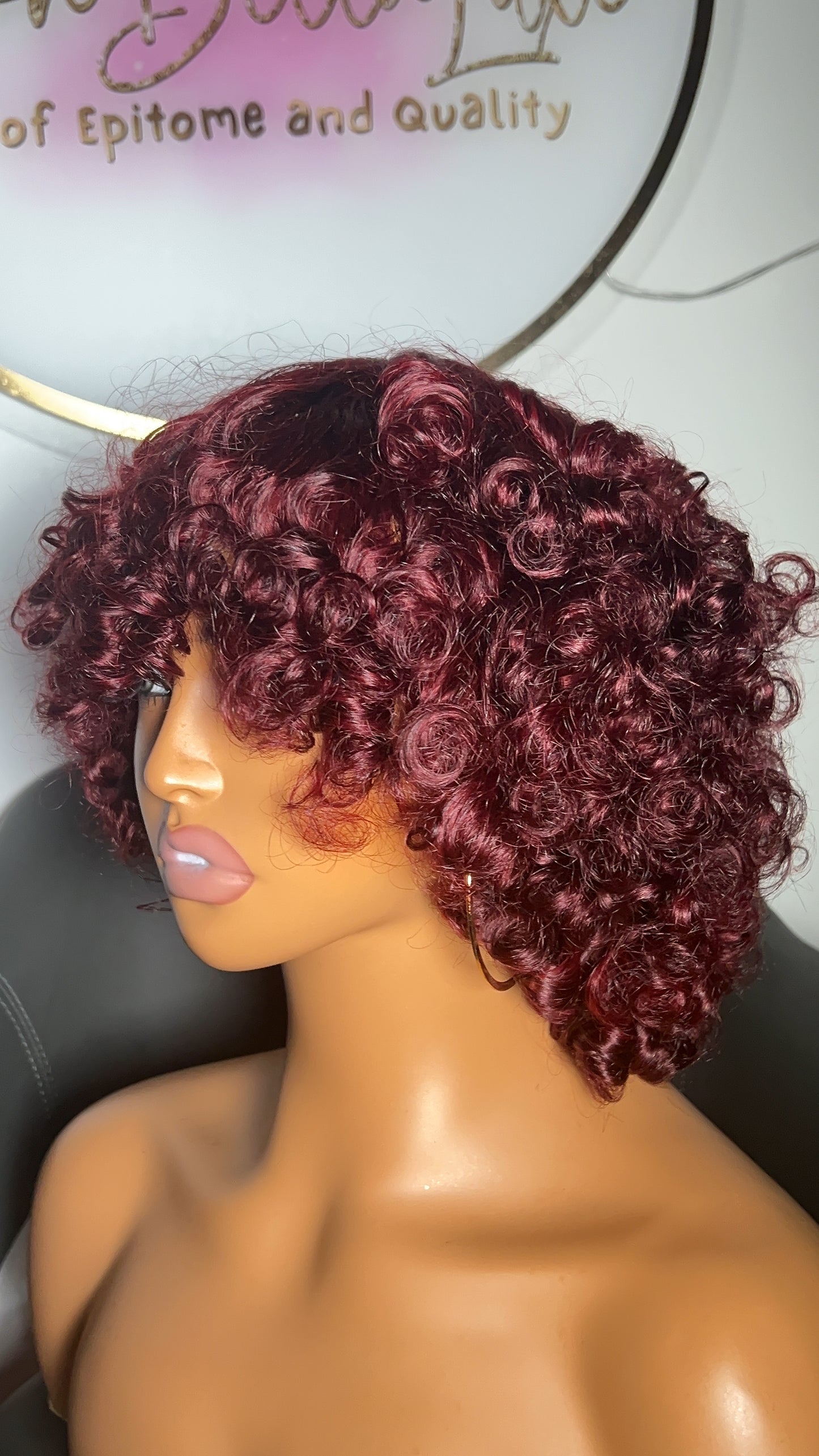 Jess unit: Curly Hair: Wigs With Bang: Rose curly: Black Wig: Glueless Wig: wigs with Bangs.