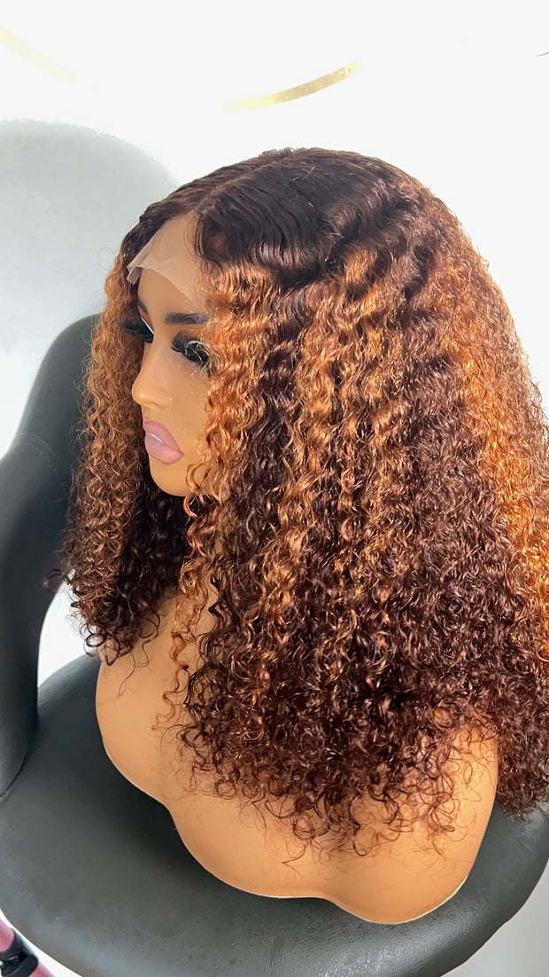 Shelly unit with 4*4 closure Honey Blonde Lace Front Wig: Human Hair Wig: Lace Front Wig: Frontal Wig: Brown Curly Wig: Blonde Wig: Curly Hair: Wigs For Black Women. ZionBellaLuxe