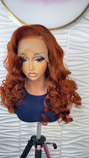 Ginger luxe Unit: Luxury Virgin Auburn Ginger Lace Front Wig: Melted Transparent Lace Copper Brown Cury Wig. ZionBellaLuxe