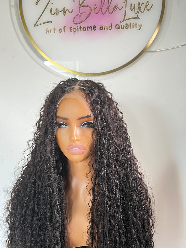 Shannel Unit: Boho Braided wig: Full Lace Wig: Human Hair Wig: Lace front Wig: Wigs For Black Women. ZionBellaLuxe