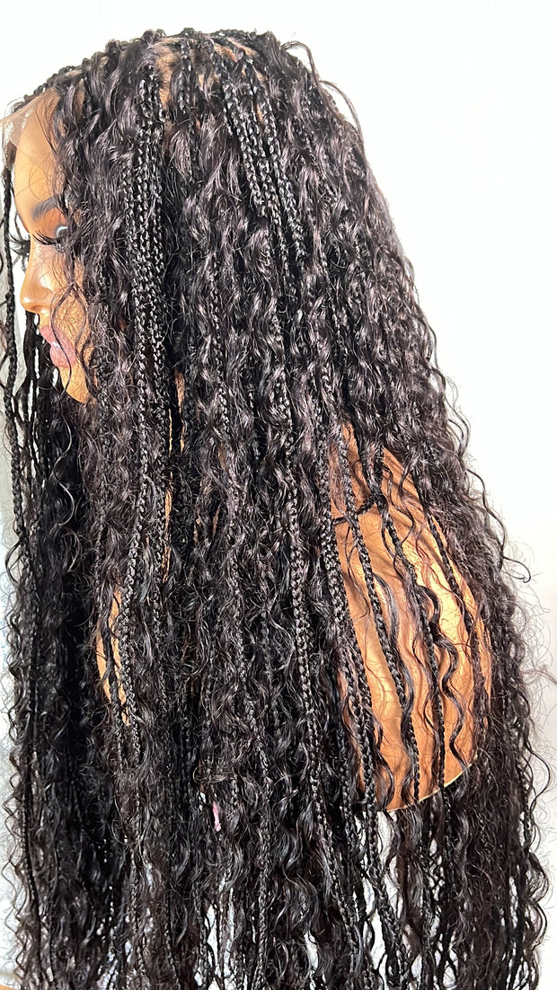 Shannel Unit: Boho Braided wig: Full Lace Wig: Human Hair Wig: Lace front Wig: Wigs For Black Women. ZionBellaLuxe