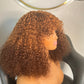 Maya Unit: Wigs With Bangs: Human Hair Wigs With Bangs: Fringe wigs: Honey Blonde Wig: Curly Hair.
