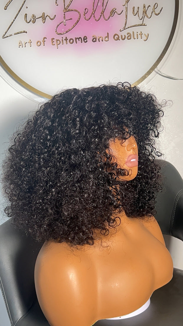 June Unit: Wigs With Bangs: Luxury Wigs: Human Hair Wig: Black Wig: Short Wigs: Glueless Wig: Fringe Wig. ZionBellaLuxe