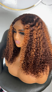 Shelly unit with 4*4 closure Honey Blonde Lace Front Wig: Human Hair Wig: Lace Front Wig: Frontal Wig: Brown Curly Wig: Blonde Wig: Curly Hair: Wigs For Black Women. ZionBellaLuxe