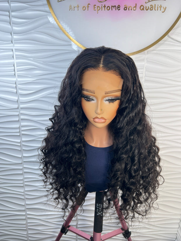 Sasha Unit: Deep waves Virgin Human Hair Wig:5x5 HD Lace Front: Loose Waves: 24 Inch Glueless Wig For Natural Hairline: Pre-plucked Curly Wig. ZionBellaLuxe