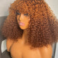 Maya Unit: Wigs With Bangs: Human Hair Wigs With Bangs: Fringe wigs: Honey Blonde Wig: Curly Hair.