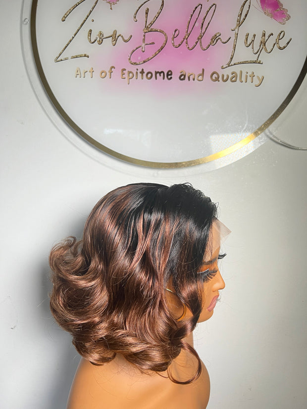 Violet Unit: Human Hair wig: Layered Wig: Short wigs: Human Ombre Hair: Brown wig: Lace front Wig. ZionBellaLuxe