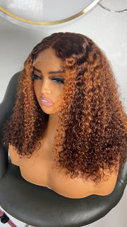 Shelly unit with 4*4 closure Honey Blonde Lace Front Wig: Human Hair Wig: Lace Front Wig: Frontal Wig: Brown Curly Wig: Blonde Wig: Curly Hair: Wigs For Black Women. ZionBellaLuxe