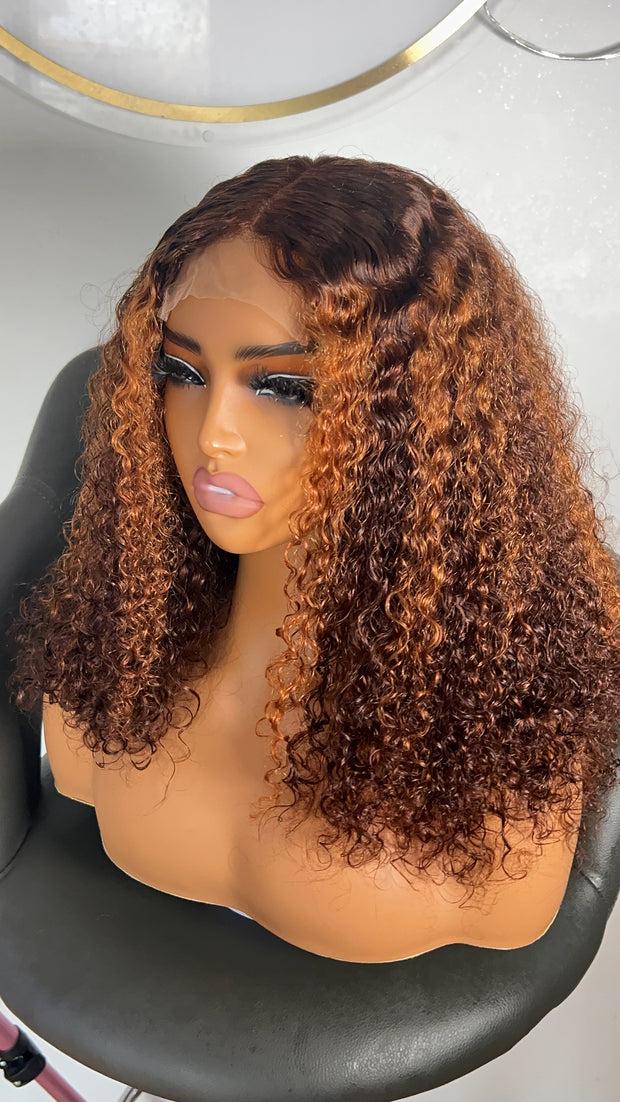 Shelly unit with 4*4 closure Honey Blonde Lace Front Wig: Human Hair Wig: Lace Front Wig: Frontal Wig: Brown Curly Wig: Blonde Wig: Curly Hair: Wigs For Black Women. ZionBellaLuxe