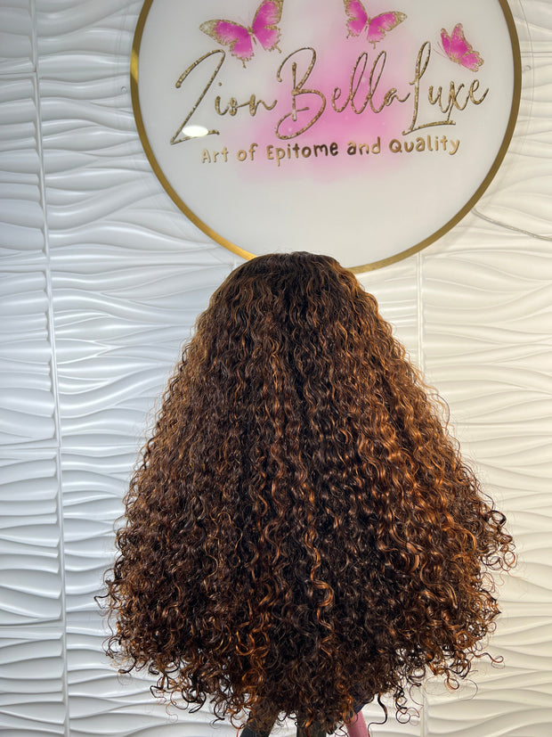 Nova Unit: HD Lace Honey Blonde Curly Hair:16 Inch Voluminous 5x5 Lace Front Human Hair Wig. ZionBellaLuxe
