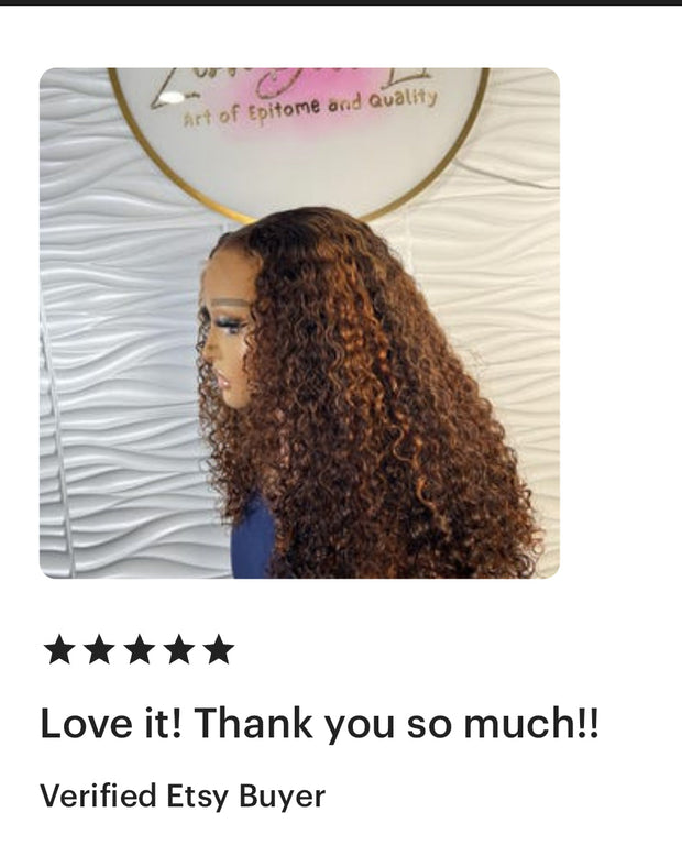 Nova Unit: HD Lace Honey Blonde Curly Hair:16 Inch Voluminous 5x5 Lace Front Human Hair Wig. ZionBellaLuxe