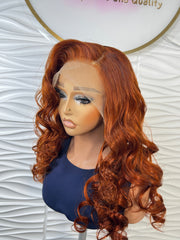 Ginger luxe Unit: Luxury Virgin Auburn Ginger Lace Front Wig: Melted Transparent Lace Copper Brown Cury Wig. ZionBellaLuxe