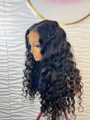 Sasha Unit: Deep waves Virgin Human Hair Wig:5x5 HD Lace Front: Loose Waves: 24 Inch Glueless Wig For Natural Hairline: Pre-plucked Curly Wig. ZionBellaLuxe