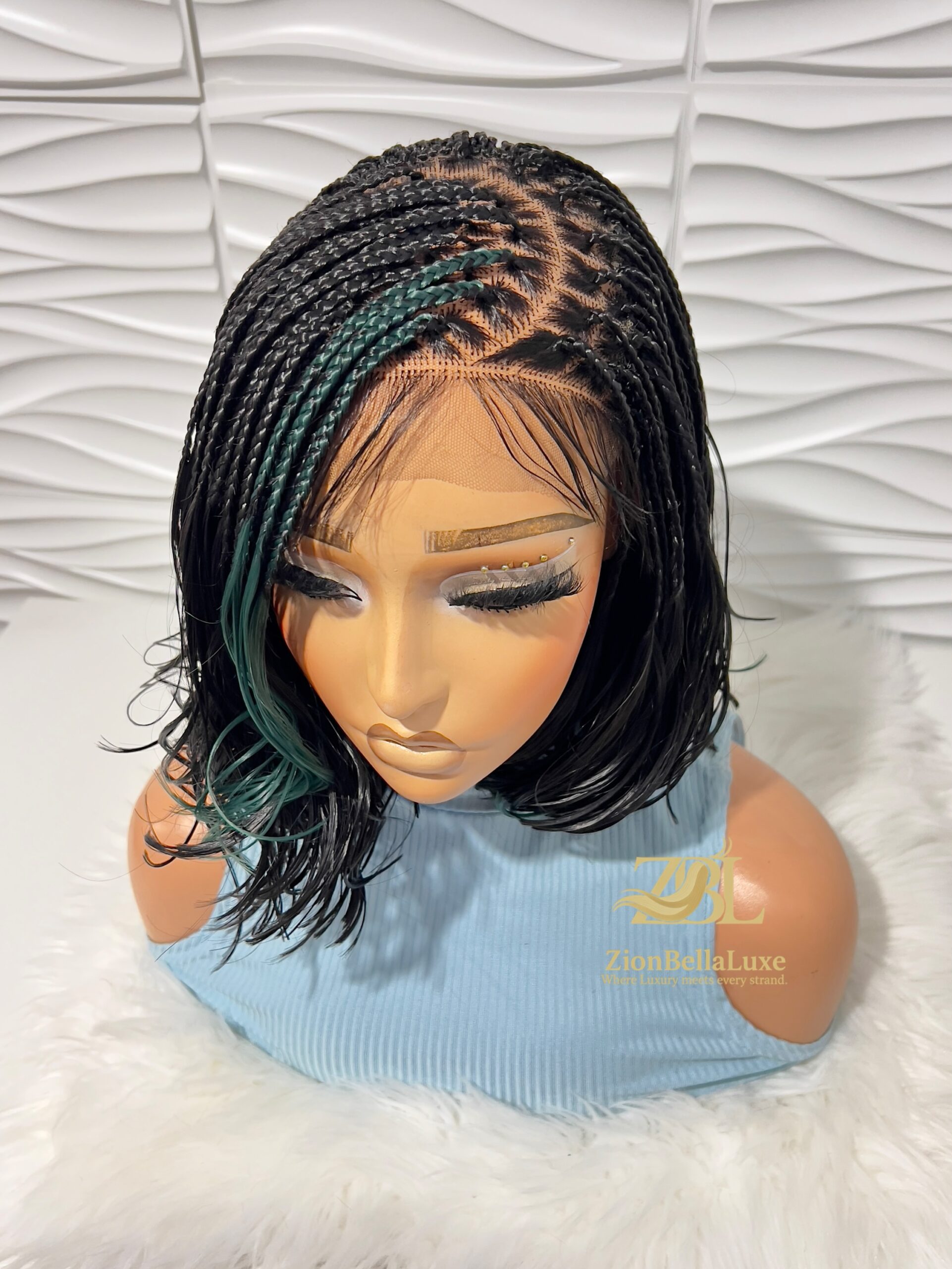 Missy Unit: French Curls Bob Lace Front Braids, 12”Box Braids Black Women Wigs. - Image 2