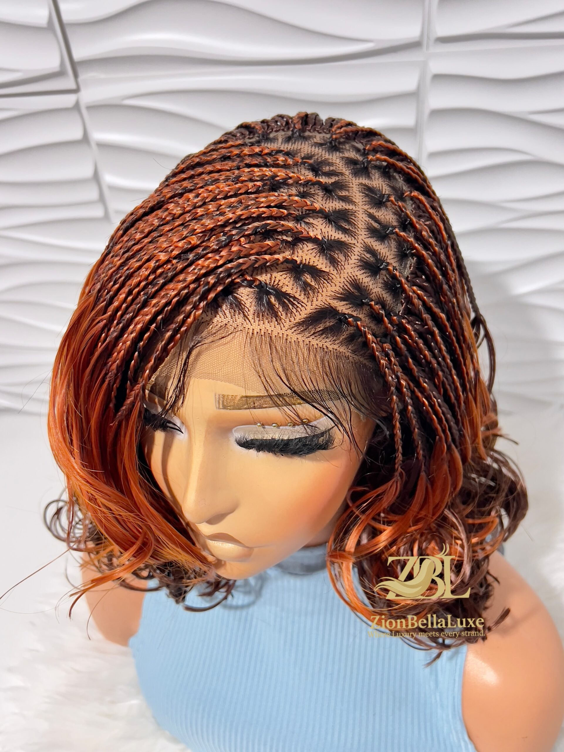 Missy Unit: French Curls Bob Lace Front Braids, 12”Box Braids Black Women Wigs.