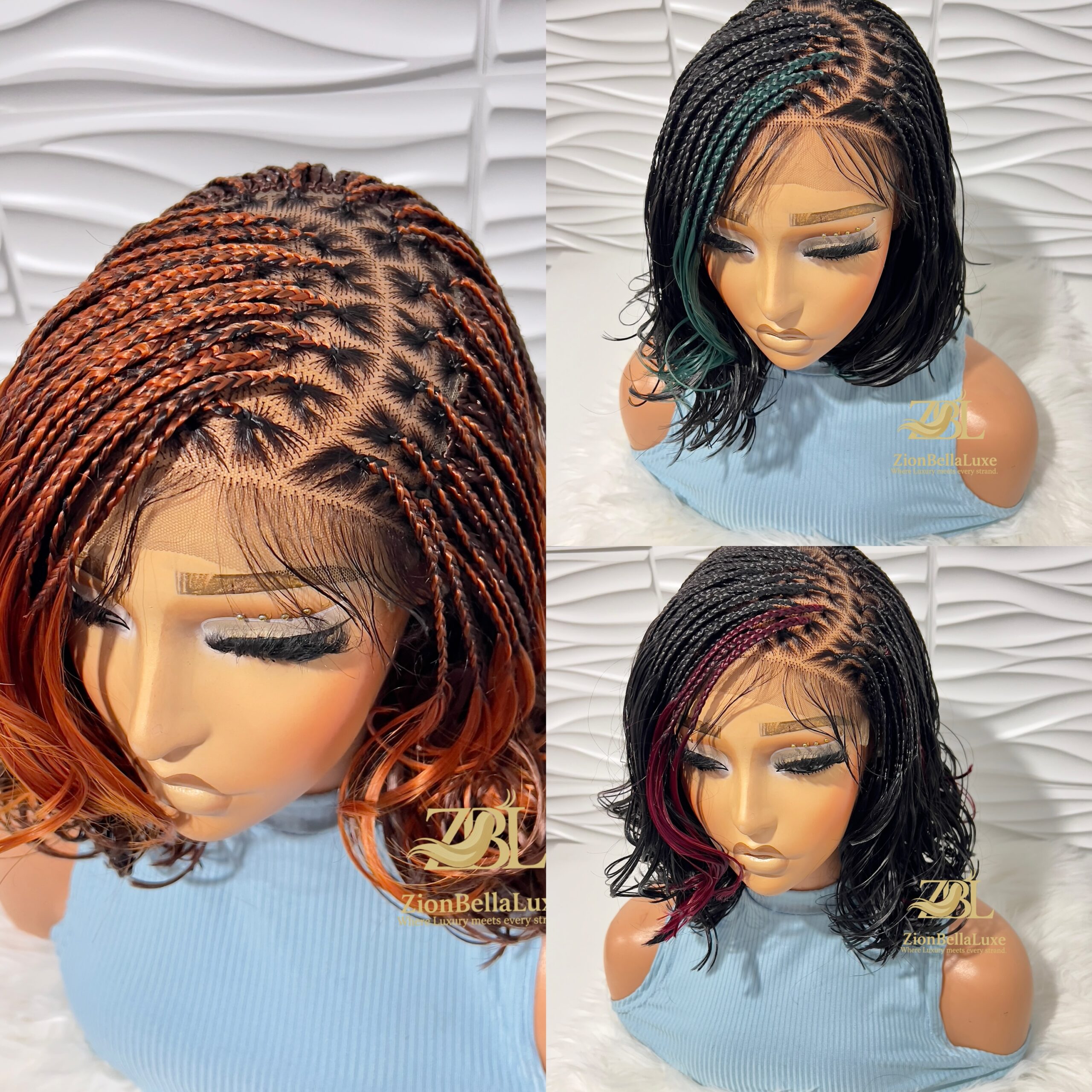 Missy Unit: French Curls Bob Lace Front Braids, 12”Box Braids Black Women Wigs. - Image 4