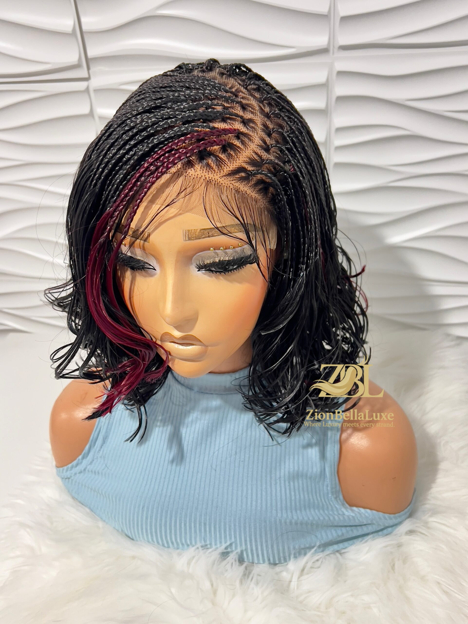 Missy Unit: French Curls Bob Lace Front Braids, 12”Box Braids Black Women Wigs. - Image 3