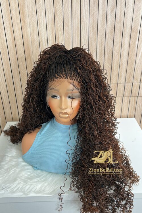 Lady Unit: 1B/30 Curly Micro Twist Braided Wig, Full Lace, 30 Inches
